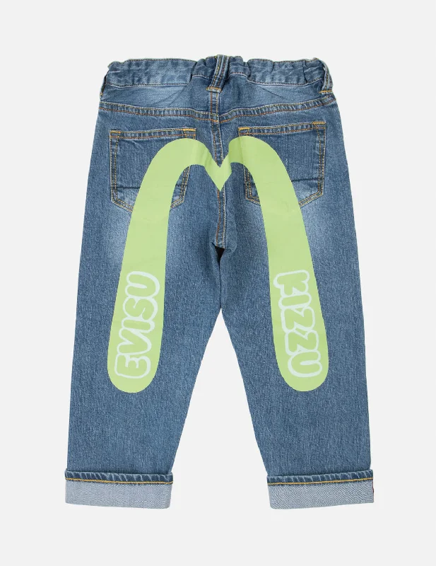 Daicock Print Regular Fit Jeans Comfortable Folded Hem Jeans