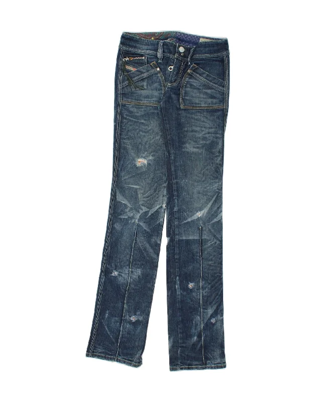 DIESEL Womens Reckfly Distressed Straight Jeans W26 L34 Navy Blue Cotton Stylish High-Waisted Denim DIESEL Womens Reckfly Distressed Straight Jeans W26 L34 Navy Blue Cotton Stylish High-Waisted Denim