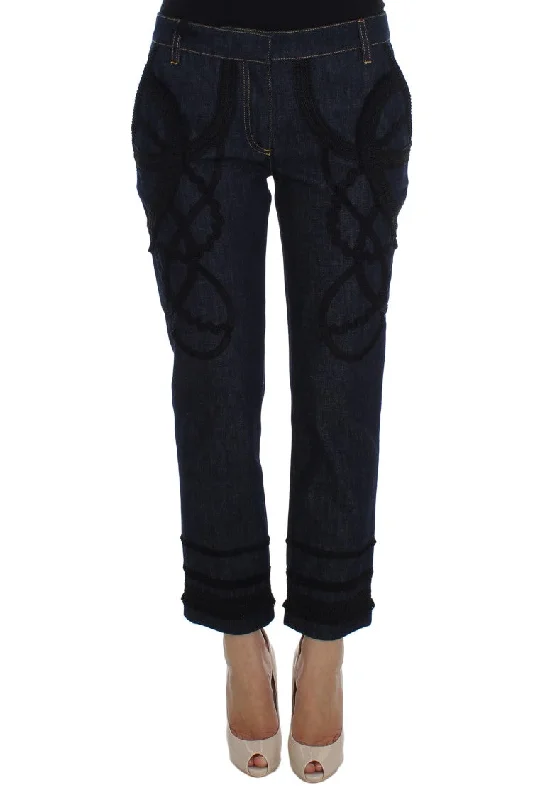 Dolce & Gabbana Embroide Capri Jeans for Elegant Women's Styling Comfortable Boyfriend Jeans Dolce & Gabbana Embroide Capri Jeans for Elegant Women's Styling Comfortable Boyfriend Jeans