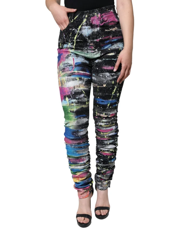 Dolce & Gabbana multi Splatter Paint Cotton Skinny blue Women's Jeans Fashionable Slim Fit Jeans Dolce & Gabbana multi Splatter Paint Cotton Skinny blue Women's Jeans Fashionable Slim Fit Jeans