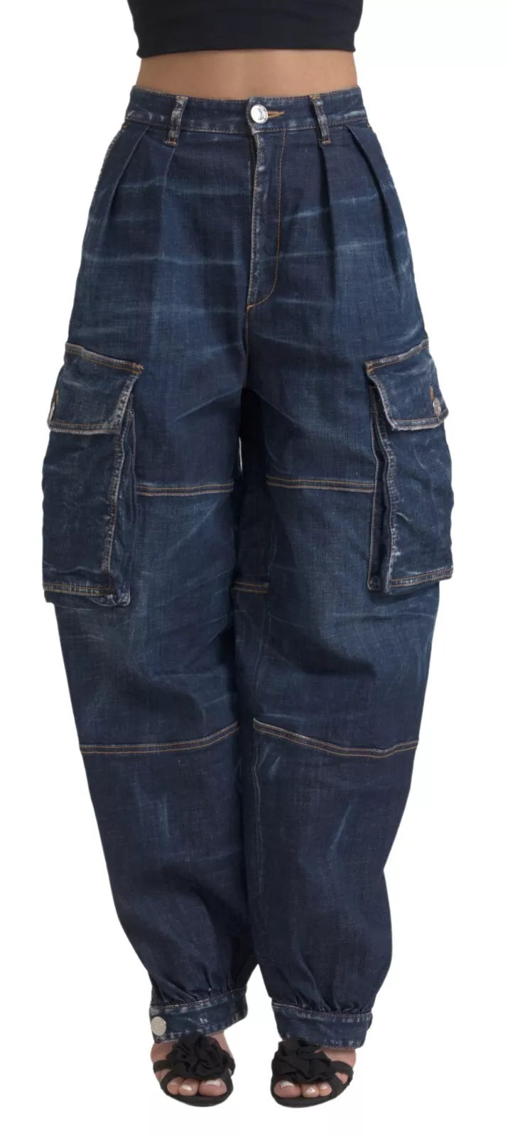 Dsqua²  High Waist Cotton Cargo Baggy  Women's Jeans Comfortable Ankle Jeans
