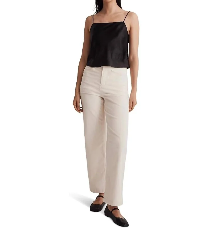Emmett Corduroy Jeans - Petite In Antique Cream Trendy Paperbag Waist Jeans