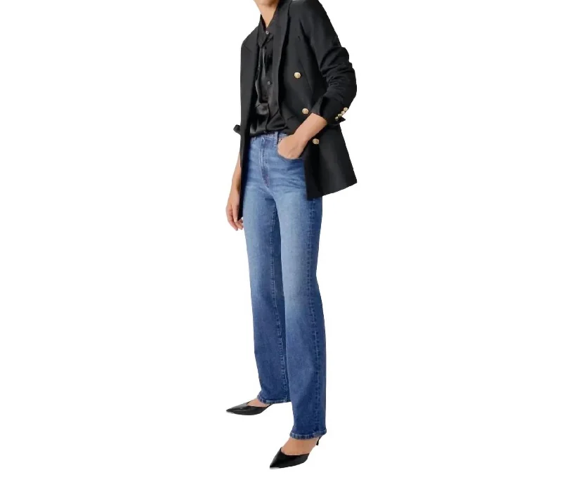 Frankie High Rise Straight Leg Jean In Mercer Fashionable Raw Hemmed Jeans