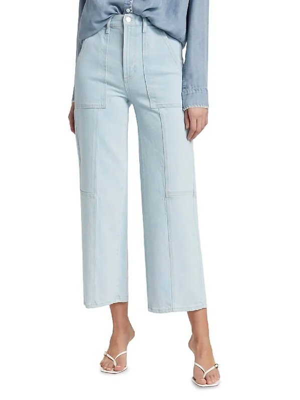 Getty Crop Utility Jean In Ocean View Stylish Stone-Wash Denim Jeans