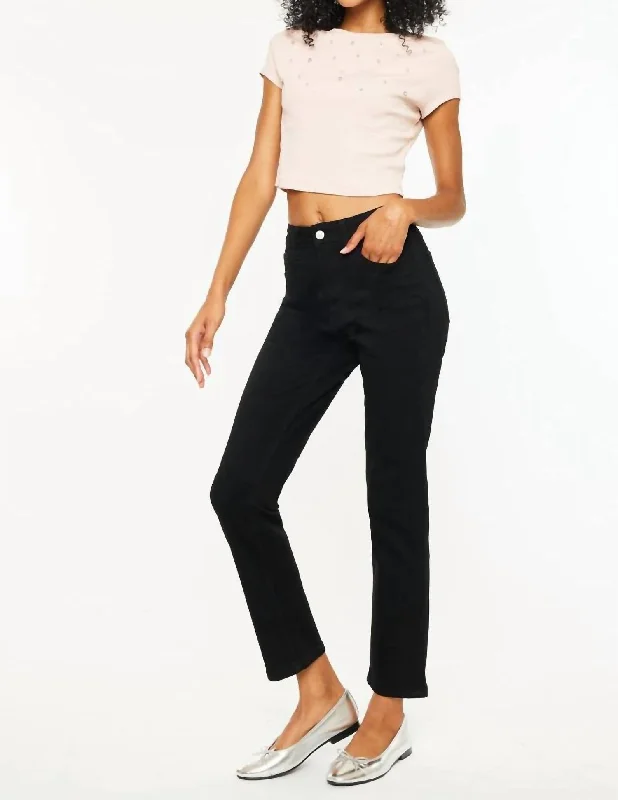 High Rise Slim Straight Black Jeans Fashionable Jeggings Style Jeans
