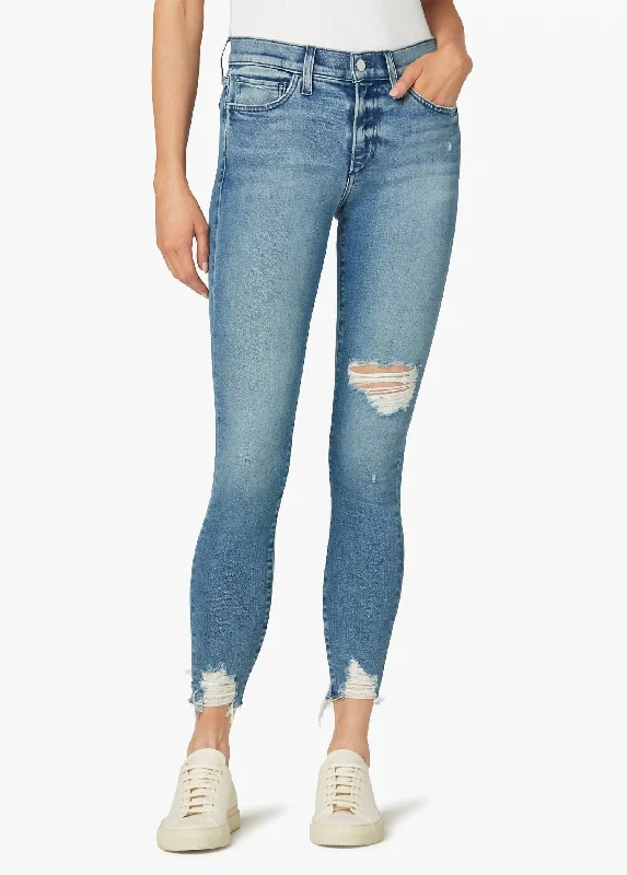 Icon Ankle With Chewed Hem Jean In Rookie Cozy Tencel Blend Denim Jeans