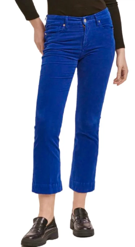 Jeanne Jeans In Royal Blue Fashionable Raw Hem Bootcut Jeans
