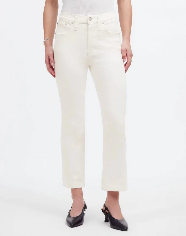 Kickout Crop Jeans - Petite In Pure White Comfortable Distressed Straight-Leg Jeans