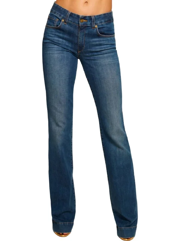 Kyle Low Rise Flare Jeans In Medium Wash Stylish Relaxed Fit Skinny Jeans