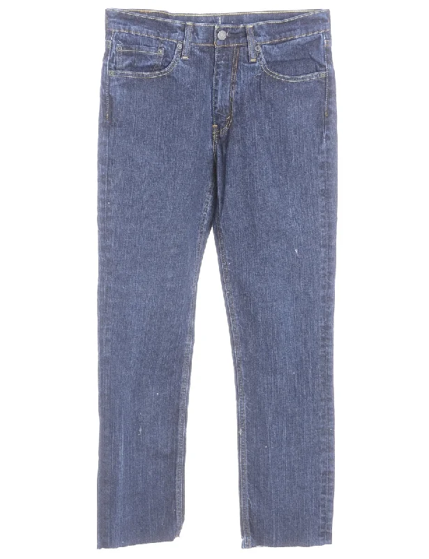 Label Straight Leg Cropped Jeans Trendy Wide-Legged High-Waist Jeans