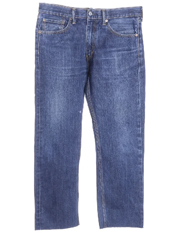 Label Straight Leg Cropped Jeans Comfortable Zip-Fly Denim Jeans