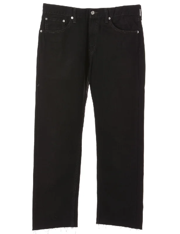 Label Straight Leg Cropped Jeans Trendy Button-Up High-Waist Jeans
