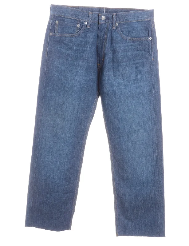 Label Straight Leg Men's Cropped Jeans Casual Light Wash Jeans