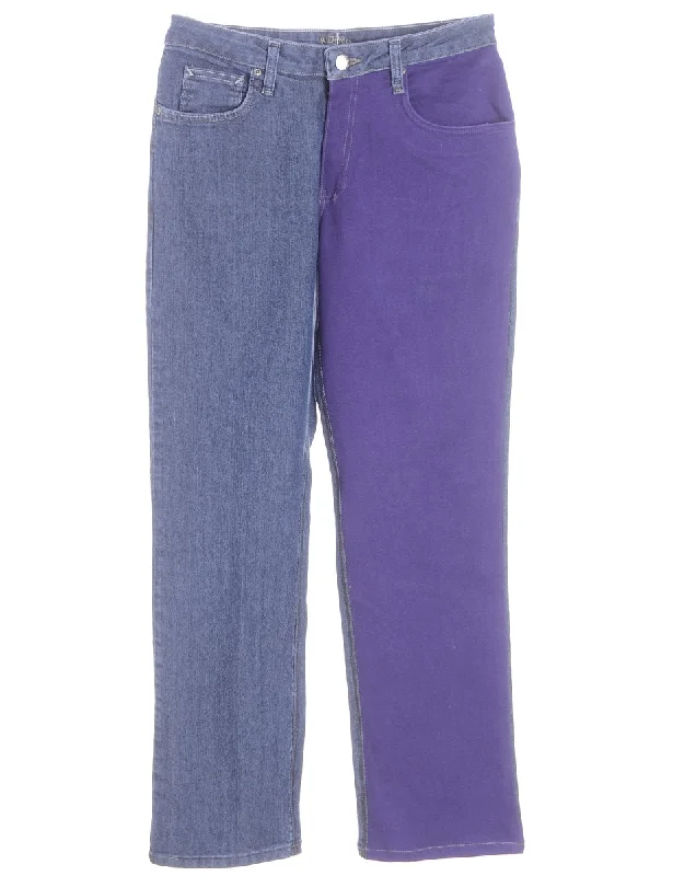 Label Tapered Colour Block Jeans Stylish Slim Fit Denim