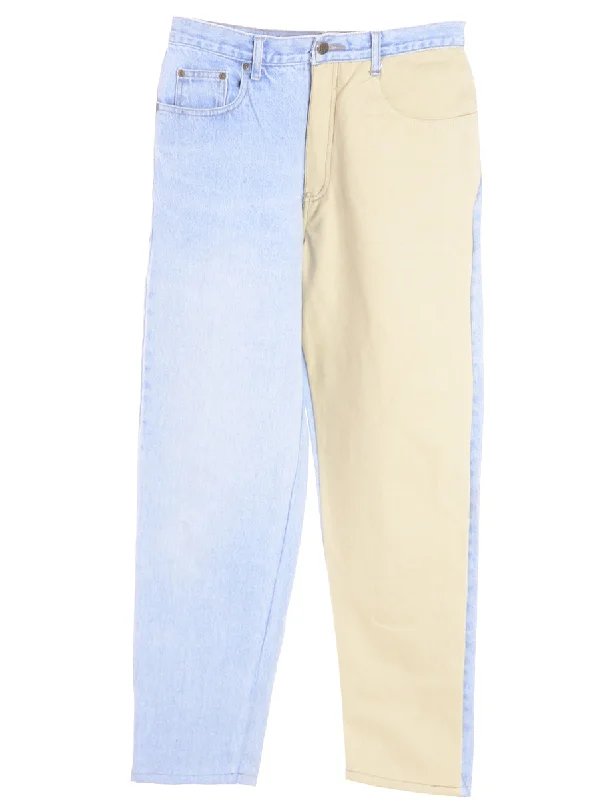 Label Tapered Colour Block Jeans Cozy Stretch High-Waist Jeans