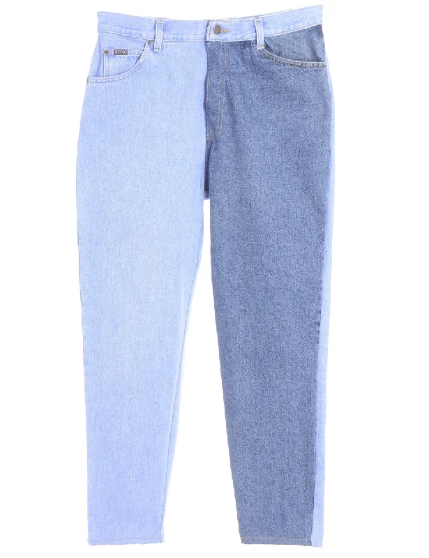 Label Tapered Colour Block Jeans Classic Blue Denim Jeans