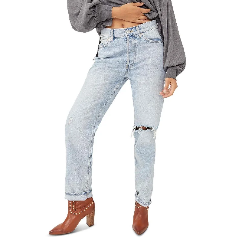 Lasso Womens Denim Light Wash Straight Leg Jeans Stylish High-Waist Skinny Denim