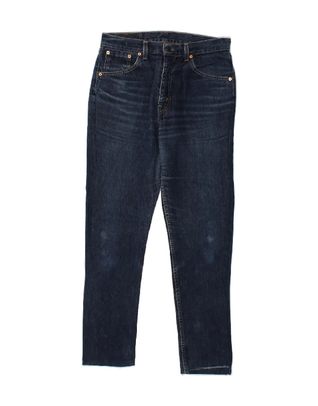 LEVI'S Womens 521 High Waist Tapered Jeans W33 L30 Navy Blue Cotton Fashionable Straight Cut Jeans LEVI'S Womens 521 High Waist Tapered Jeans W33 L30 Navy Blue Cotton Fashionable Straight Cut Jeans