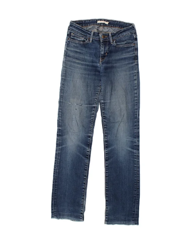 LEVI'S Womens 714 Straight Jeans W27 L30 Blue Casual Distressed Denim Jeans