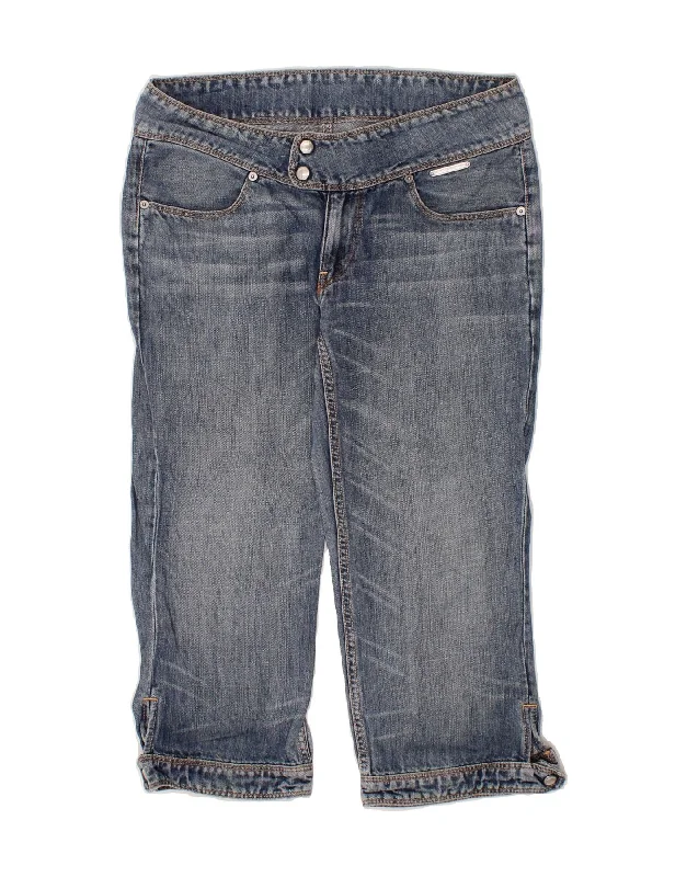 LEVI'S Womens Capri Jeans W32 L21 Blue Cotton Stylish Shredded Denim Jeans