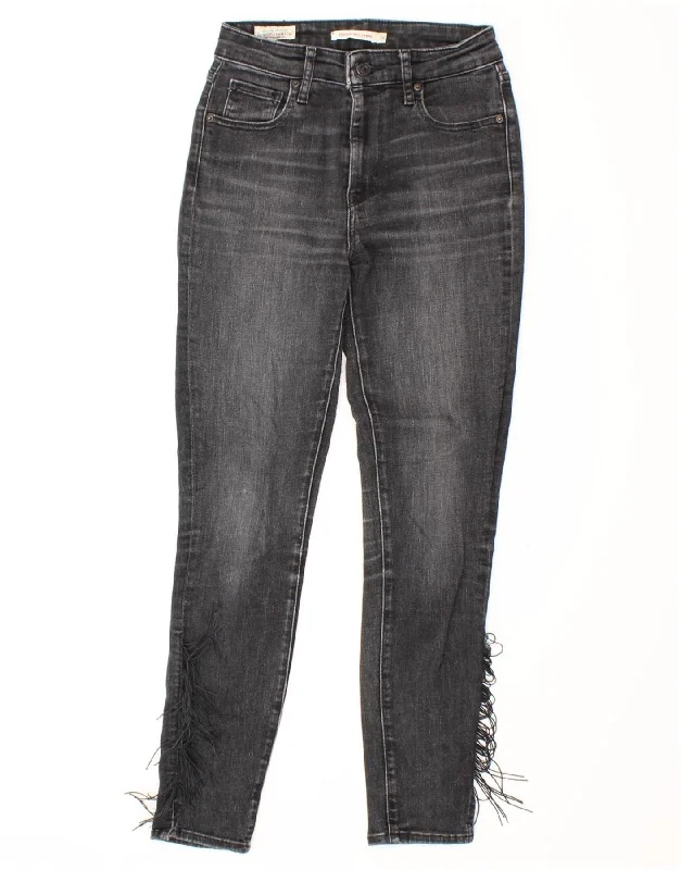 LEVI'S Womens High Rise Skinny Jeans W26 L27 Grey Cotton Chic Cropped Jeans