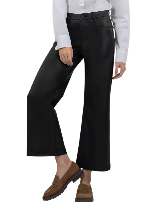 Meg High Rise Jeans In Black Coated Stylish Relaxed Fit Skinny Jeans