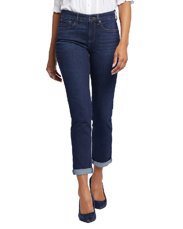 NYDJ Margot Palace Girlfriend Jean Chic Rip-Detail High-Waist Jeans