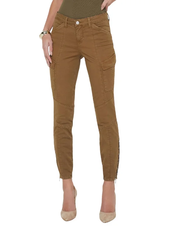 Patton Skinny Cargo Jean In Brown Olive Fashionable Distressed Jeans