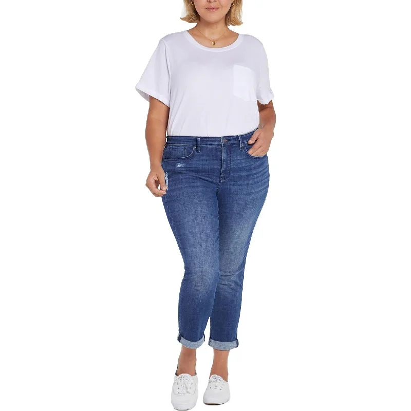 Plus Margot Girlfriend Womens Cuffed Distressed High-Waist Jeans Trendy Button-Up High-Waist Jeans Plus Margot Girlfriend Womens Cuffed Distressed High-Waist Jeans Trendy Button-Up High-Waist Jeans