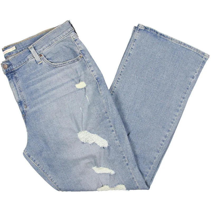 Plus Womens High Rise Light Wash Bootcut Jeans Stylish Tapered Fit Jeans