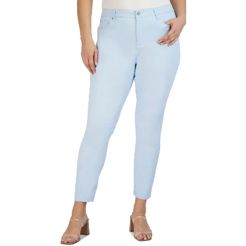 Plus Womens Shaping Mid-Rise Colored Skinny Jeans Comfortable Flare Leg Jeans
