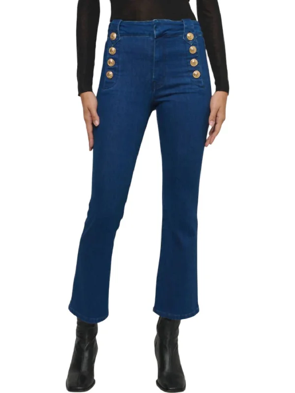 Robertson Crop Flare Jeans In Dark Wash Fashionable White Denim Jeans