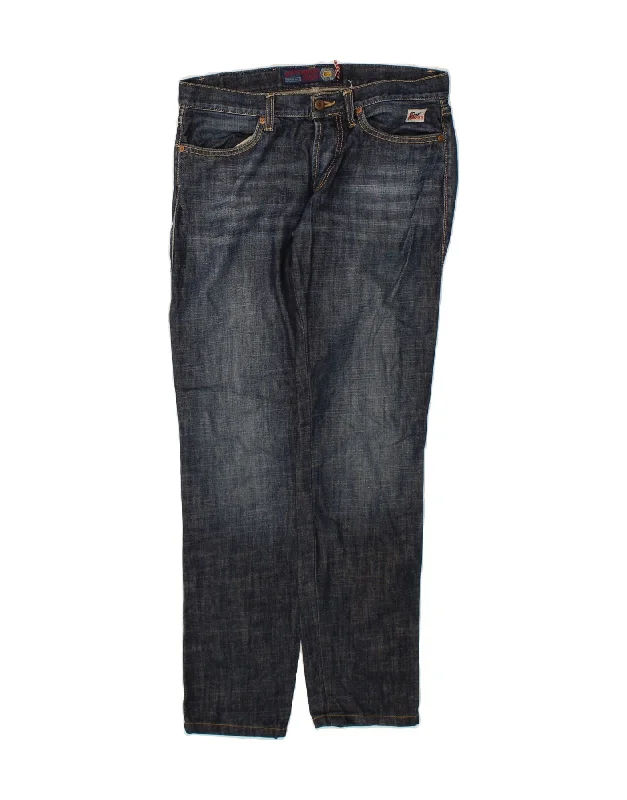 ROY ROGERS Womens Tapered Jeans W30 L31 Navy Blue Cotton Comfortable Faded High-Rise Jeans