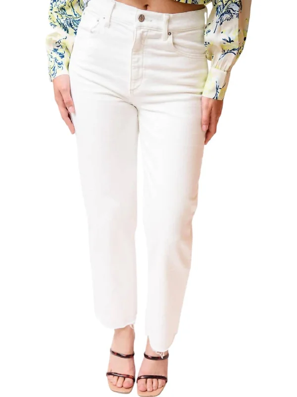 Sabine Straight Leg Jeans In White Casual Distressed Skinny Jeans