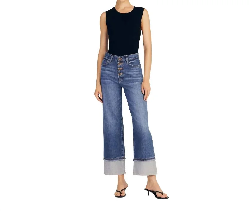 Simona Cuffed Straight Leg Jean In Soho Classic Blue Denim Jeans