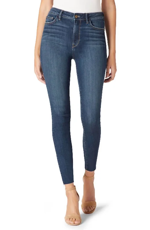 Stiletto Hi-Rise Skinny Crop Raw Hem Jean In Artz Stylish Stone-Wash Denim Jeans