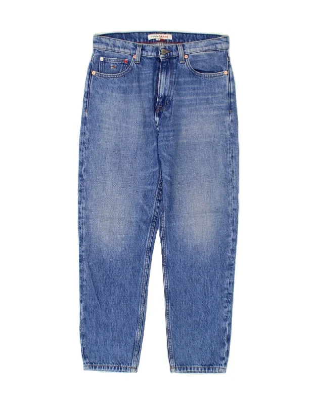 TOMMY HILFIGER Womens Tapered Jeans W28 L26 Blue Cotton Trendy Wide-Legged High-Waist Jeans TOMMY HILFIGER Womens Tapered Jeans W28 L26 Blue Cotton Trendy Wide-Legged High-Waist Jeans