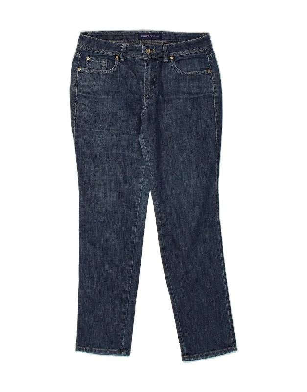 TRUSSARDI Womens Skinny Jeans W30 L29 Blue Cotton Fashionable Raw Edge Jeans