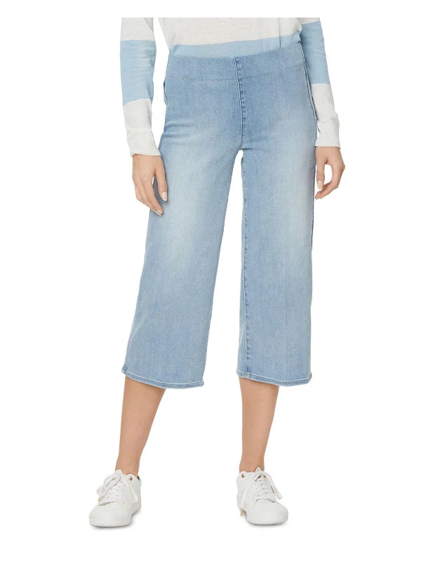 Womens Denim Wide Leg Capri Jeans Trendy Flared Leg Jeans