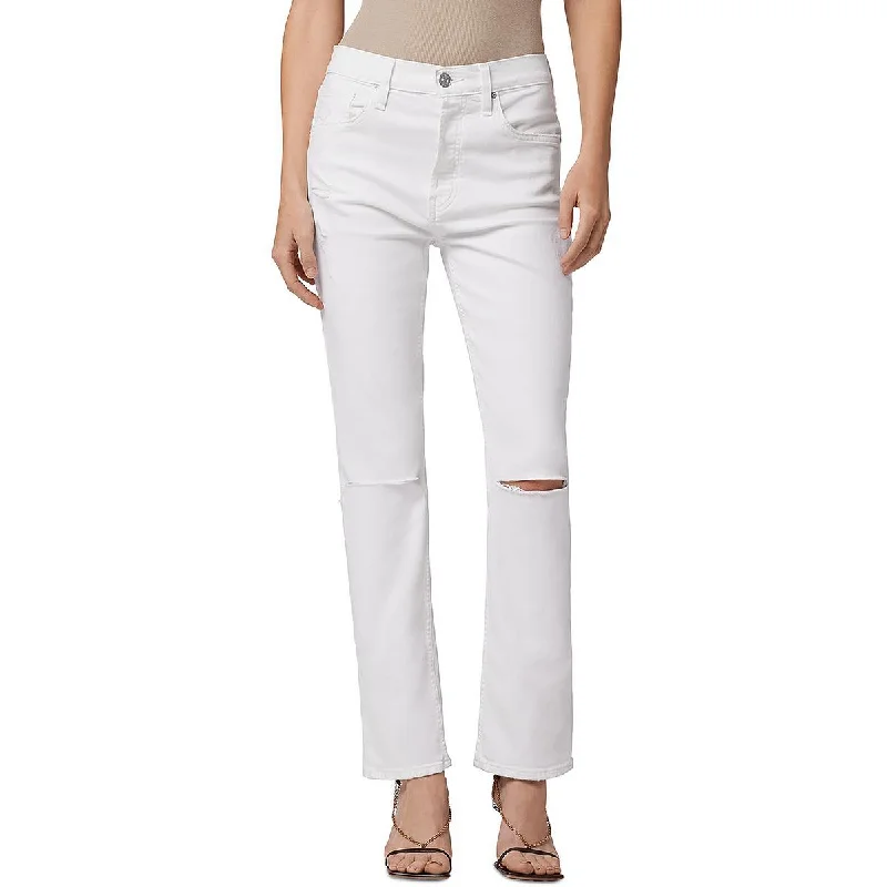 Womens Distressed Ankle Straight Leg Jeans Casual Loose Fit Jeans
