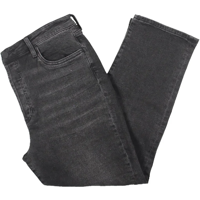 Womens High Rise Cropped Straight Leg Jeans Comfortable Boyfriend Jeans