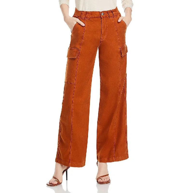 Womens Mid-Rise Utility Cargo Jeans Comfortable Zip-Up Skinny Jeans